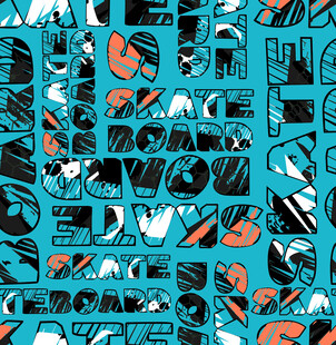 蓝底潮流涂鸦图案设计