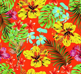 热带花卉植物图案背景