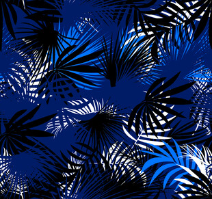 蓝色热带植物图案纹理