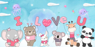 卡通动物背景墙