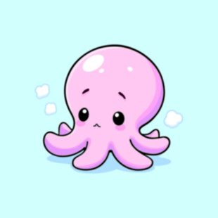 可爱粉色小章鱼表情呆萌