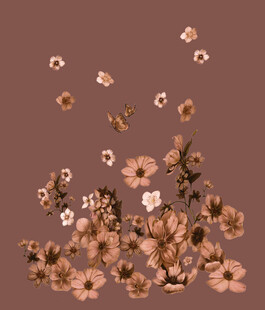 棕色背景上的缤纷小花