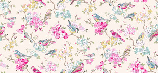 花卉小鸟图案的精美布料