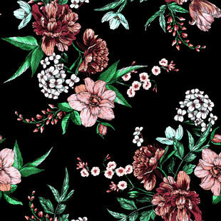 黑色背景花卉图案设计