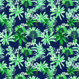 深绿背景的热带植物图案