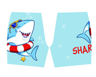 鲨鱼图案儿童泳裤