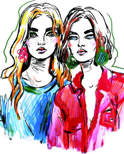 时尚双姝插画