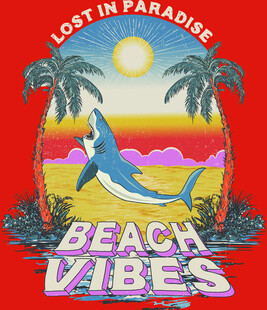 海滩风情鲨鱼图案印花设计