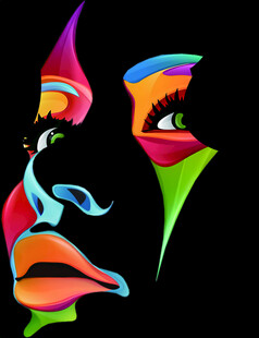 多彩抽象人脸艺术图案