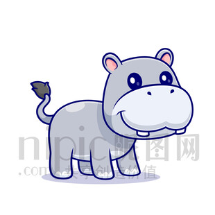 可爱卡通小河马形象