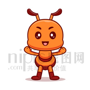 可爱橙色蚂蚁卡通形象