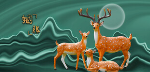 鹿群梅花鹿驯鹿