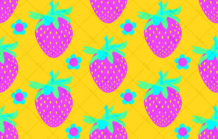 草莓图案黄色背景纹理