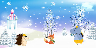 卡通雪景冬天背景
