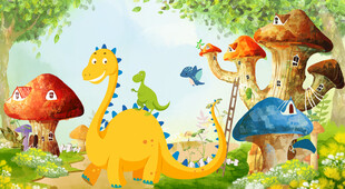 卡通恐龙背景墙