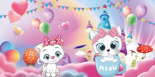 卡通可爱猫背景墙