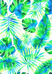 热带植物水彩风背景图
