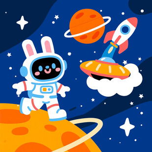 卡通兔子宇航员