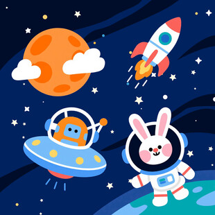 卡通兔子宇航员