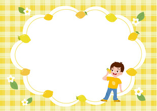 卡通水果柠檬教育类不规则边框