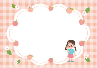 卡通水果水蜜桃教育类不规则边框