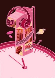 手绘数字时钟内部结构与运转瞬间