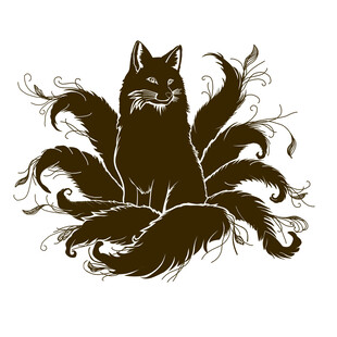 神秘九尾狐插画图案