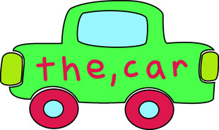 绿色卡通汽车图案