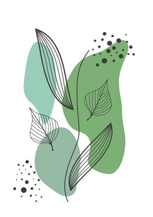 清新绿叶插画图案设计