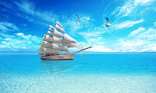 蓝天大海背景墙