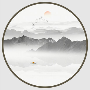 圆形意境水墨画