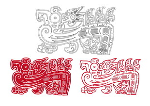 青铜器矢量玄鸟纹