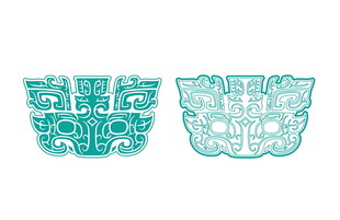 商周风格饕餮兽面纹图案设计