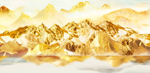 金色山水彩艺术图景