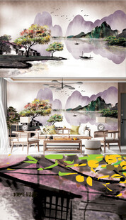 中式茶室雅致山水装饰画