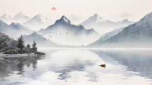 新中式水墨山水画