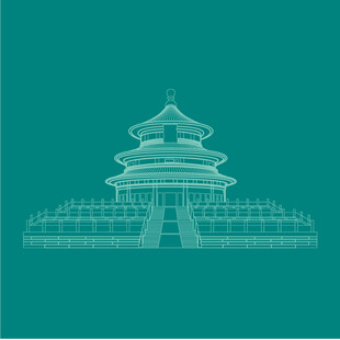 天坛建筑线条简约图案