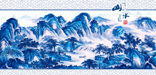 青花瓷山水画