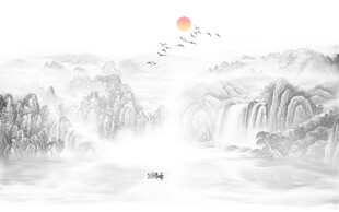 山水画背景墙
