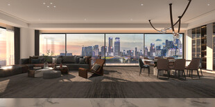 现代奢华城市景观客厅