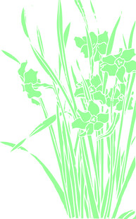 清新绿色花草图案水仙花