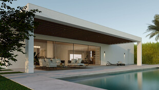 现代风格带泳池的别墅外观