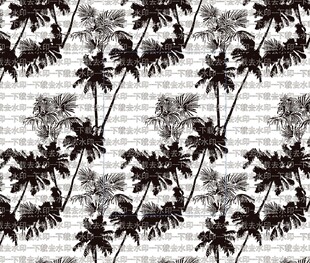 黑白棕榈树剪影图案