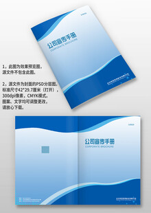 蓝色线条曲线公司科技画册封面