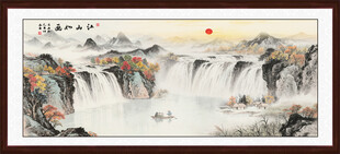 国画瀑布山水画