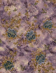紫色花卉图案布料纹理