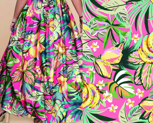 多彩热带风印花布料