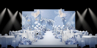 蓝色婚礼效果图 雾霾蓝