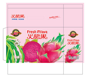 红心火龙果包装平面展开图