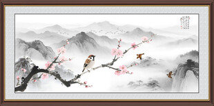 中式水墨画桃花